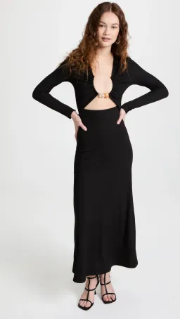 Christopher Esber Split Quarts Ruched Long Sleeve Dress Black Size 8 for rent on The Volte - image 4