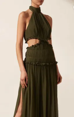 Shona Joy Safira High Neck Cut-Out Midi Dress Green Size 14 for rent on The Volte - image 2