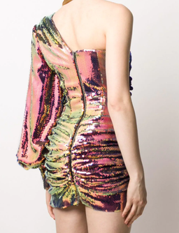 Alex Perry Sequin One Shoulder Mini Dress Multicolored Size 10 for rent on The Volte - image 3