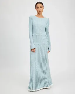 Christopher Esber Deconstruct Long Sleeve Knit Dress Ice Blue Size 8 for rent on The Volte - image 1