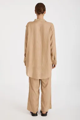 Zulu & Zephyr Linen Shirt Camel Brown Size 8 for rent on The Volte - image 2