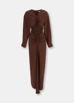 Christopher Esber The Ruched Disconnect Shirt Dress Brown Size 12  for rent on The Volte - image 5