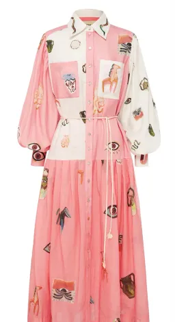 Alemais Cleo Patchwork Shirtdress Pink Size 14 for rent on The Volte - image 4