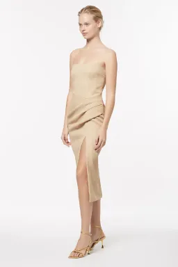 Manning Cartel French Kiss Strapless Midi Dress Beige Size 10 for rent on The Volte - image 3