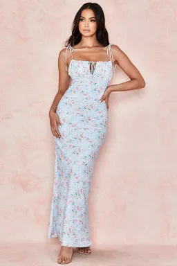 House Of CB Raphael Summer Maxi Dress Pale Blue Floral Size S / Au 8 for rent on The Volte - image 1