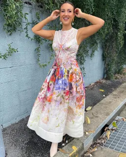 Zimmermann Prima Panelled Midi Dress Multi Floral Size 1 / Au 10 for rent on The Volte - image 2