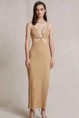 Bec & Bridge Selene V Maxi Dress Camel Size 8  for rent on The Volte - image 1