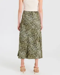 Ena Pelly Python Panelled Midi Skirt Animal Print Size 8 for rent on The Volte - image 3