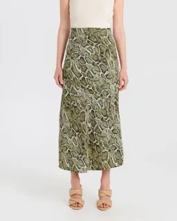 Ena Pelly Python Panelled Midi Skirt Animal Print Size 8 for rent on The Volte - image 1