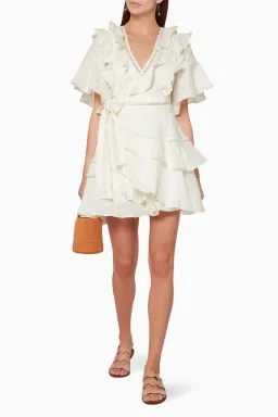 Acler Basque Ruffle Dress in Ivory Size 10 for rent on The Volte - image 1