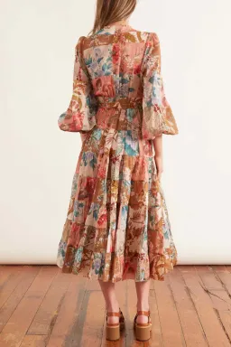 Zimmermann Cassia Patch Wrap Midi Dress Print Size 10 for rent on The Volte - image 2