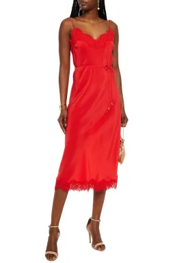 Zimmermann Crepe de Chine Lace Slip Midi Dress Tomato Red Size 0 / AU 8 for rent on The Volte - image 1