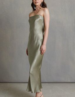 Bec & Bridge Moon Dance Strapless Midi Dress Sage Green Size 8 for rent on The Volte - image 4