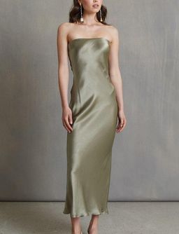 Bec & Bridge Moon Dance Strapless Midi Dress Sage Green Size 8 for rent on The Volte - image 1