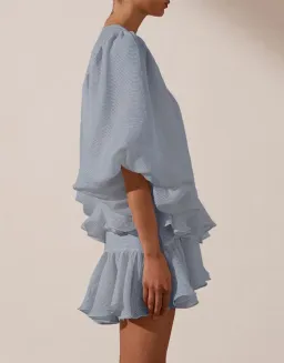 Shona Joy Charlotte Plunged Draped Mini Dress Blue Size 6 for rent on The Volte - image 3