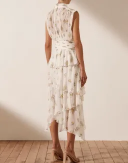 Shona Joy Julieta Sleeveless Ruched Midi Dress Print Size 6  for rent on The Volte - image 4