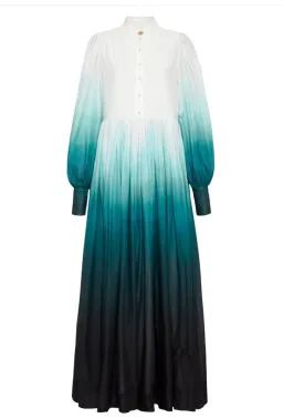 Aje Cosmos Long-sleeved Tiered Maxi Dress Teal Ombre Size  AU 6 for rent on The Volte - image 3
