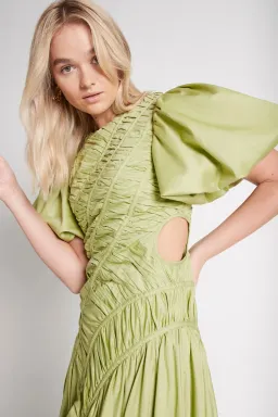 Aje Siren Drawstring Midi Dress Green Size 8 for rent on The Volte - image 3