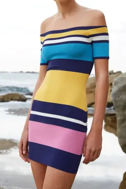 By Johnny Coloured Lines Mni Dress Multi Size 8 for rent on The Volte - image 1