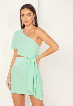 Finders Keepers Daniella One Shoulder Mini Dress Green Size 8 for rent on The Volte - image 3