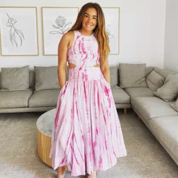 Aje Introspect Cut Out Midi Dress Pink Size 10  for rent on The Volte - image 1