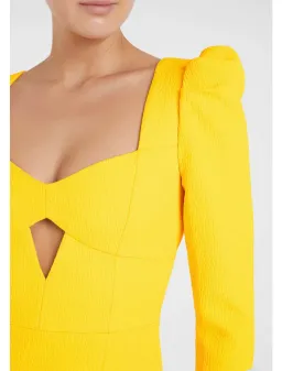 Rebecca Vallance Jaclyn Long Sleeve Mini Dress Yellow Size 12  for rent on The Volte - image 2