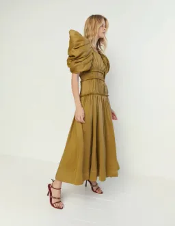 Aje Frequency Butterfly Sleeve Midi Dress Green Size 6 for rent on The Volte - image 3