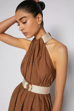 Scanlan Theodore Cotton Strapping Dress Coconut Brown Size 8 for rent on The Volte - image 4