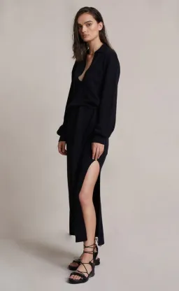 Bec and Bridge Liam Knit Polo Dress Black Size 8  for rent on The Volte - image 2