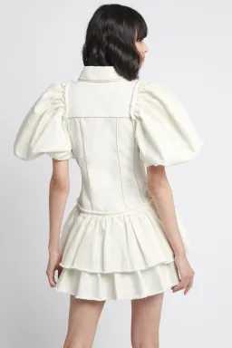 Aje Reclaim Denim Mini Dress White Size 6 for rent on The Volte - image 3