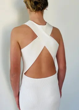 Sir the Label Celena Cross Back Dress White Size 8 for rent on The Volte - image 4