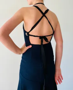 Rebecca Vallance Halter Cut Out Midi Dress Navy Size 6 for rent on The Volte - image 3