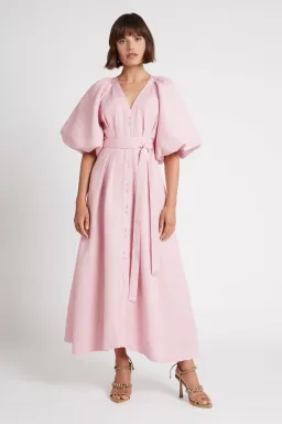 Aje Evermore Midi Dress Rose Pink Size 8  for rent on The Volte - image 1