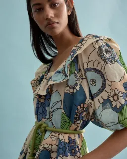 Alemais Farrah Ruffle Mini Dress Print Size 14  for rent on The Volte - image 2