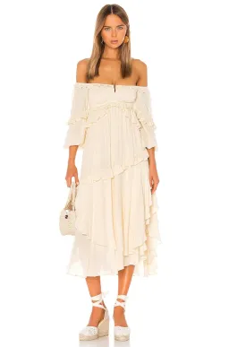Spell Clementine Mermaid Midi Dress Cream Size S for rent on The Volte - image 1