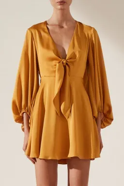 Shona Joy Oro Tie Front Mini Dress Orange Size 8 for rent on The Volte - image 2