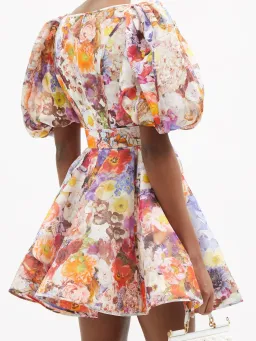 Zimmermann Prima Balloon Sleeve Floral Linen Dress Multi Floral Size 1 / Au 10 for rent on The Volte - image 4