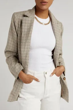 DISSH Frankie Plaid Beige Blazer Print Size 12 for rent on The Volte - image 2