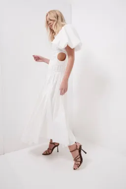 AJE Siren Midi Dress White Size 8  for rent on The Volte - image 3