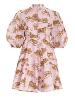 Zimmermann Day Mini Dress Pink/Gold Toile Size 2 / Au 12 for rent on The Volte - image 2