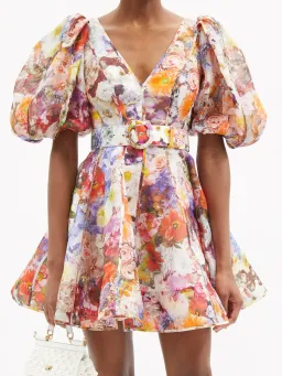 Zimmermann Prima Balloon Sleeve Belted Mini Dress Floral Size 1 /  Au 10 for rent on The Volte - image 3