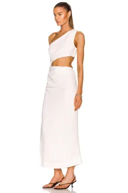 Sir The Label Clemence One Shoulder Midi Dress in Ivory Size 0 for rent on The Volte - image 3