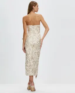 Bariano Adelina Metallic Midi Dress Gold Size 10 for rent on The Volte - image 4