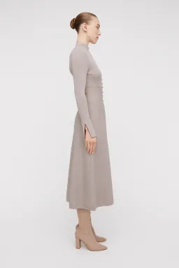 Scanlan Theodore Crepe Knit Button Dress Oyster Size 8  for rent on The Volte - image 2