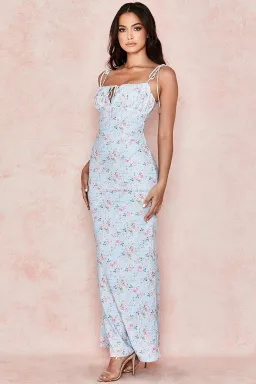 House of CB  Raphael Maxi Dress Pale Blue Floral Summer Size 10 for rent on The Volte - image 2