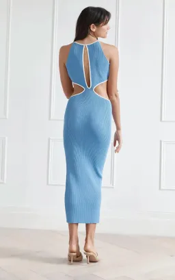 San Sloane Adrian Rib Midi Dress Blue Size 10 for rent on The Volte - image 3