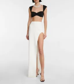 Monot Crepe Bra Top Black & Maxi Skirt White Set Size 0  for rent on The Volte - image 1