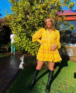 Aje Wilderness Smock Mini Dress Yellow Size 8 for rent on The Volte - image 4