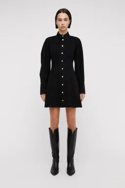 Scanlan Theodore Denim Cocoon Sleeve Mini Dress Black Size 10 for rent on The Volte - image 1