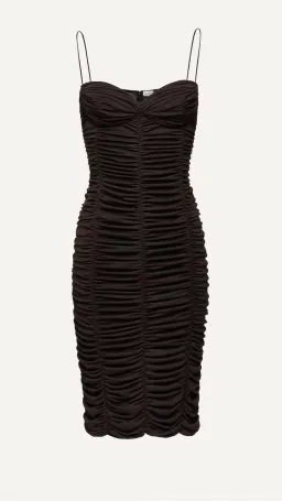 Magda Butrym Fitted Sweetheart Midi Dress Brown Size 36 for rent on The Volte - image 3